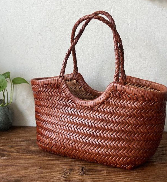 Woven Leather Tote Bag