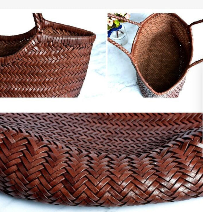 Woven Leather Tote Bag