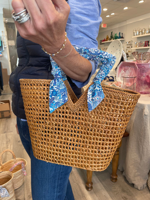 Rattan Handbag with Wrapped Handles