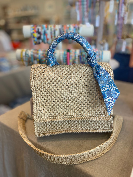 Rattan Wrapped Handle Handbag