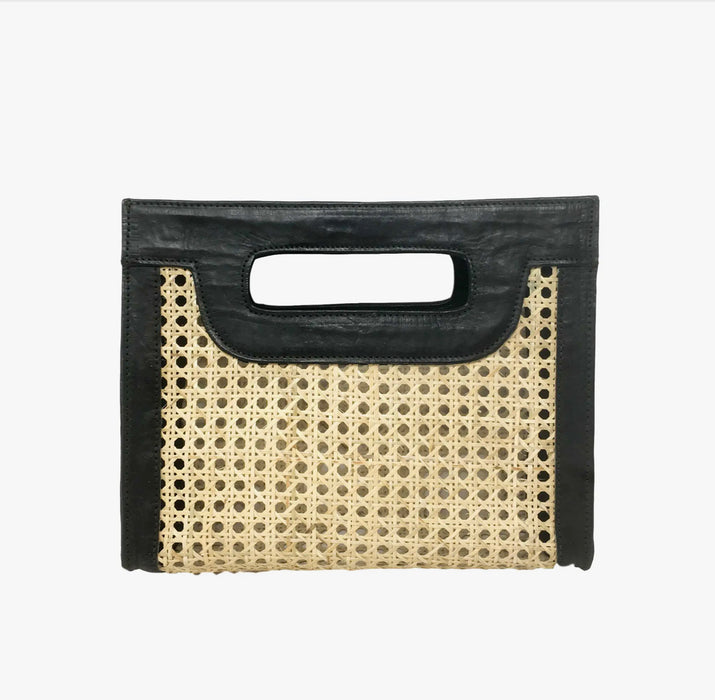 Cane and Leather Clutch