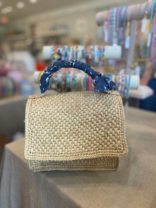 Rattan Wrapped Handle Handbag