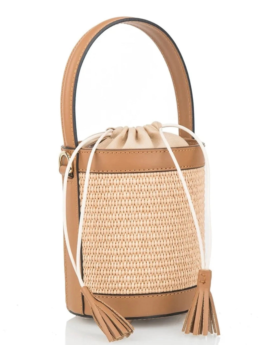 Rattan and Leather Bucket Bag – HAMILTON GRACE DESIGNS