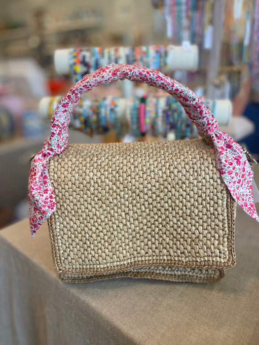 Rattan Wrapped Handle Handbag