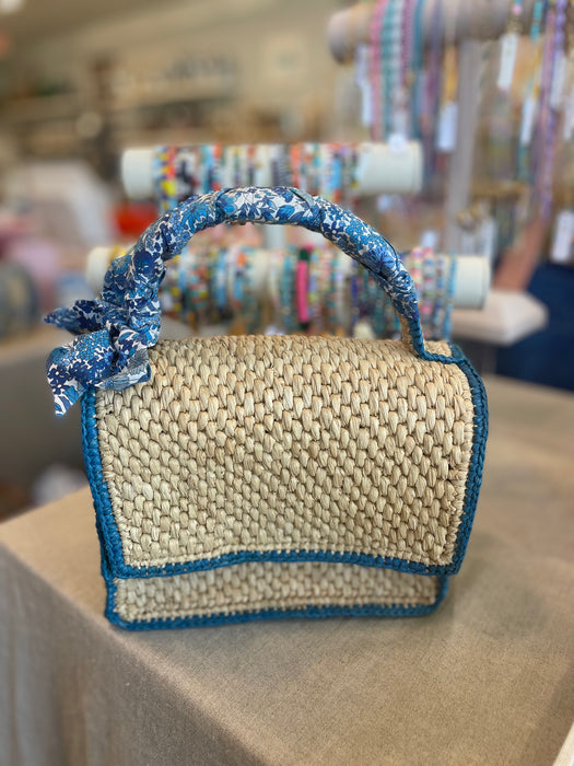 Rattan Wrapped Handle Handbag