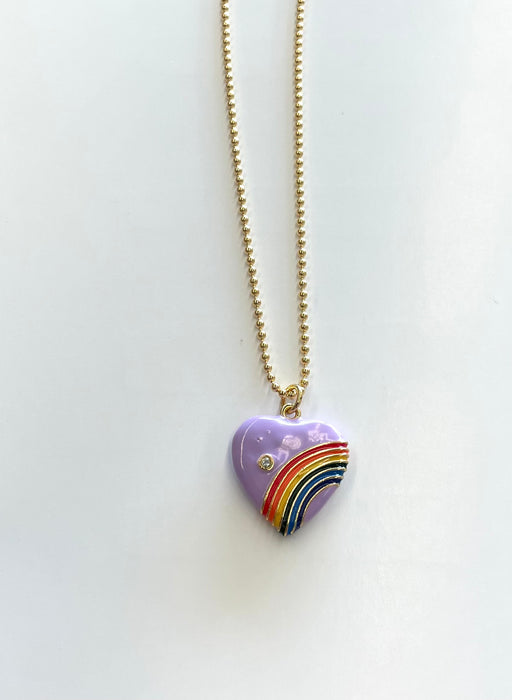 Rainbow Heart Enamel Necklace