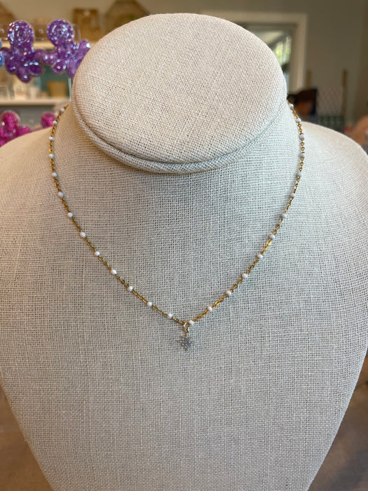 Enamel and Gold Fill with Diamond Charm  Nugget Necklace