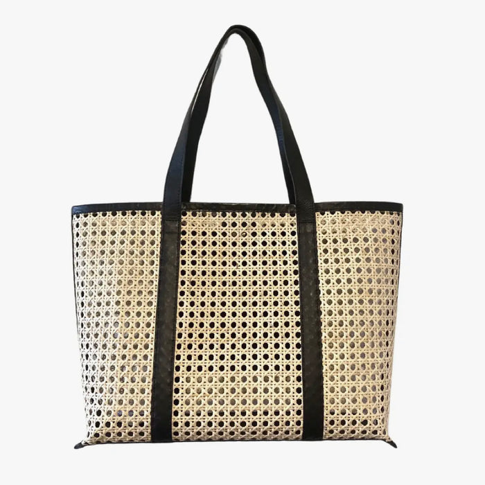 Cane and Leather Tote Bag