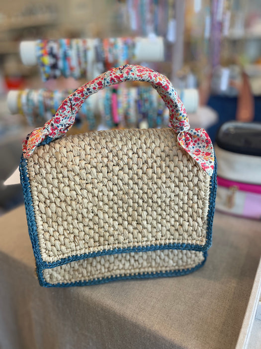 Rattan Wrapped Handle Handbag