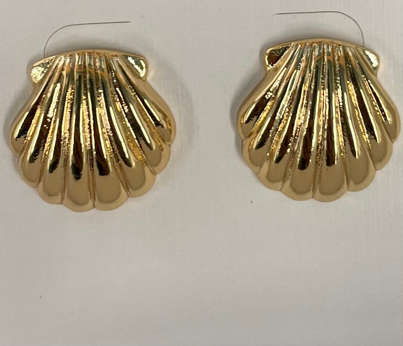 Gold Plated Brass Shell Earrings