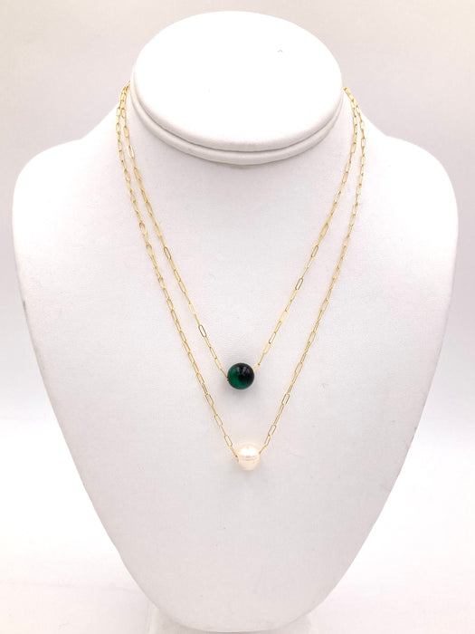 Gemstone Ball Necklace - small chain