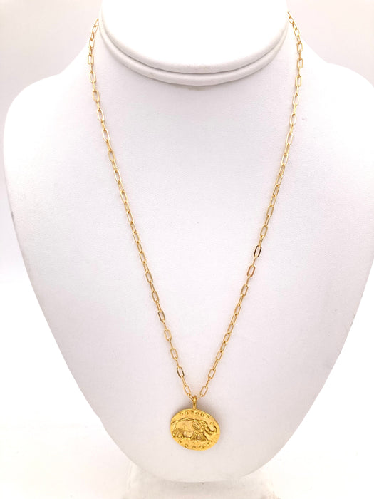 Elephant Coin Pendant Necklace