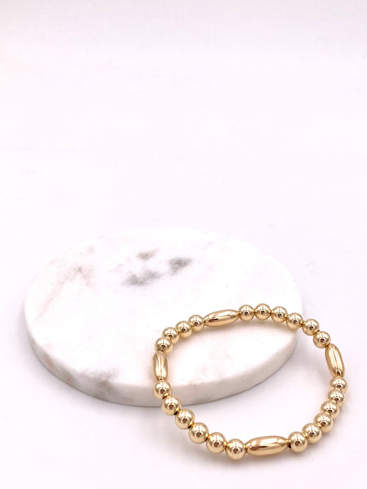 Gold Fill Beaded Bracelet with Oval and Round Beads