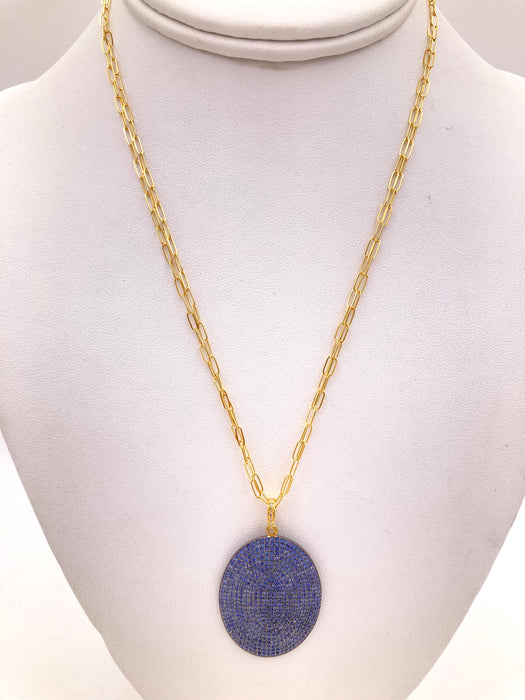 Sapphire Pave Pendant Necklace