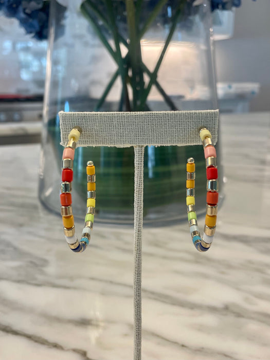 Large multi colored hoop earrings