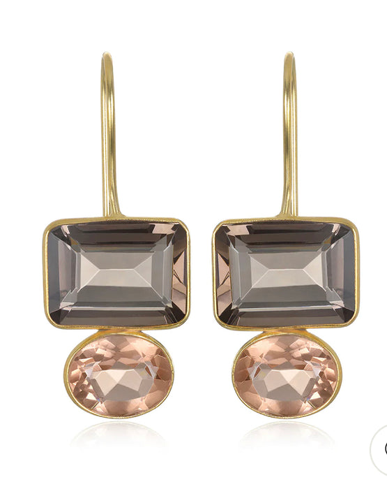 Valencia Quartz Gemstone Earrings - Gold