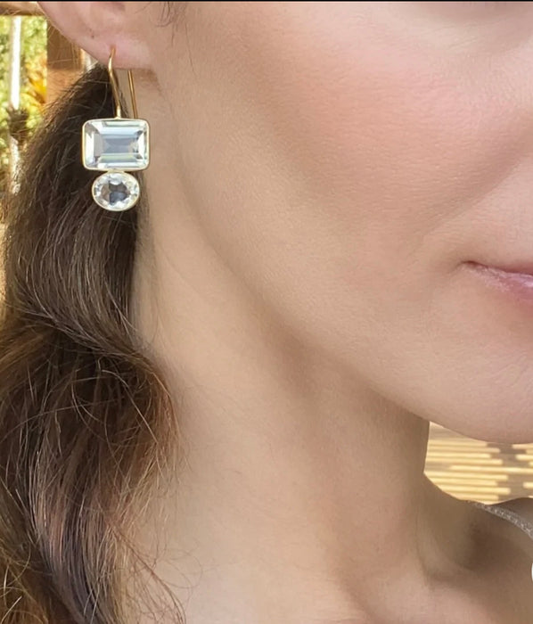 Valencia Quartz Gemstone Earrings - Gold