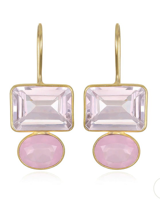 Valencia Quartz Gemstone Earrings - Gold
