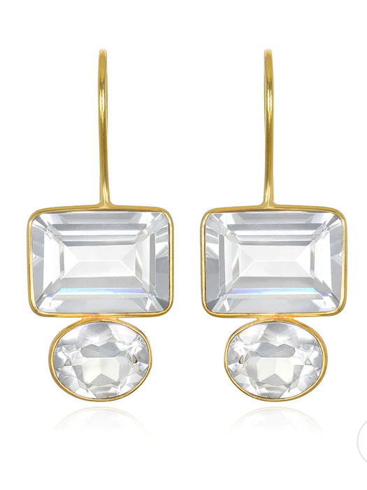 Valencia Quartz Gemstone Earrings - Gold